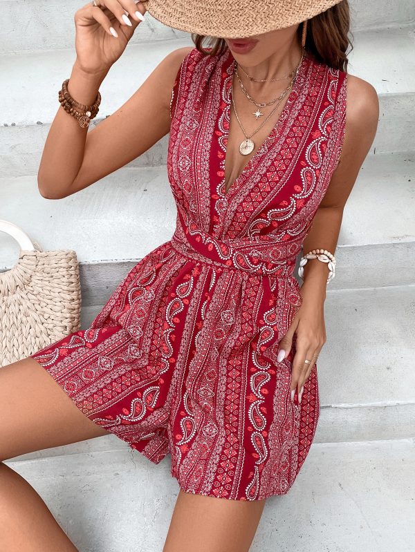 Sleeveless Deep V-Plunge Neck Jumpsuit