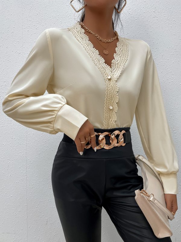 Elegant Lace V-Neck Shirt for Women