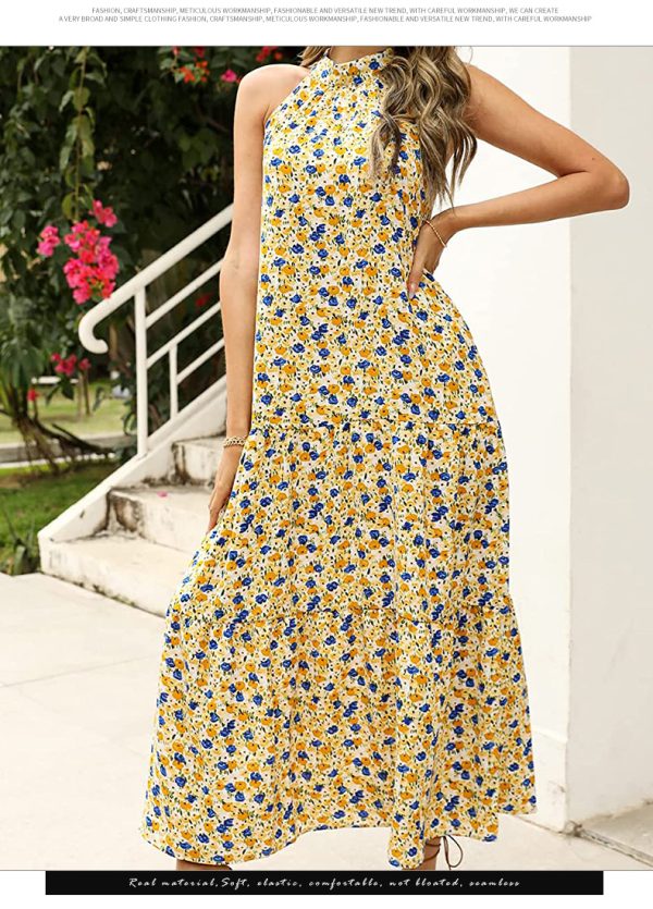 Printed Halter High Waist Slim Beach Dress for Women