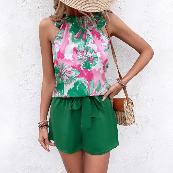 Printed Halter Sleeveless Top