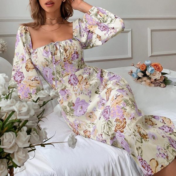 Floral Print Sexy Dress for Ladies