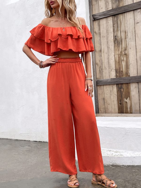 Sexy Ruffled Off-Shoulder Top and High