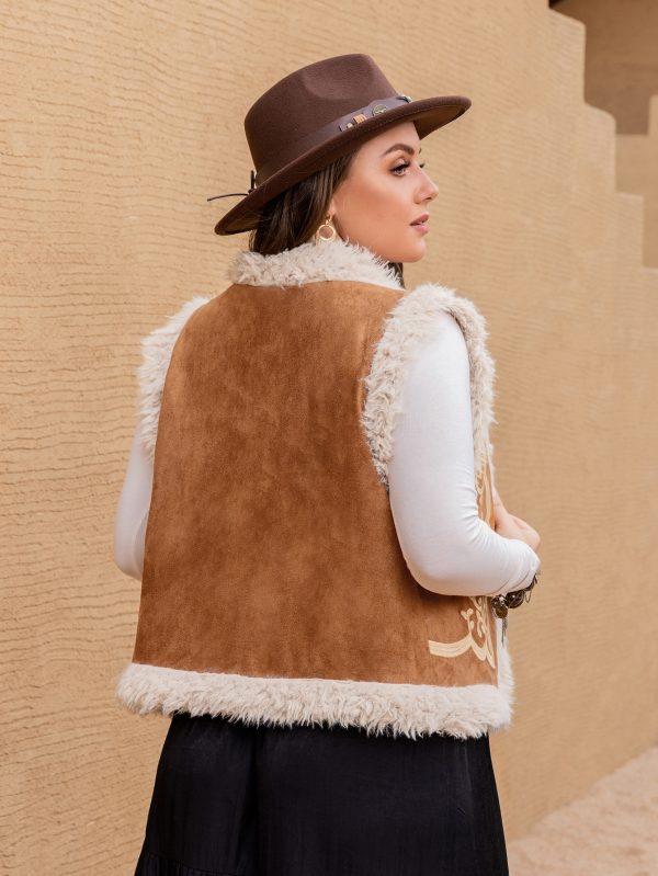 Cozy Elegance: Plus Size Autumn Winter Velvet Fur Collar Jacket