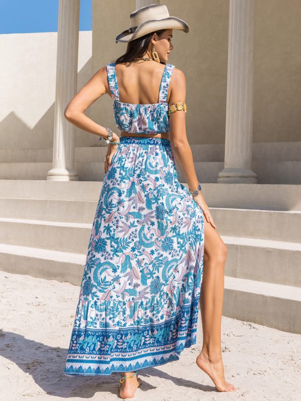 Women's Printed Strap Tube Top and Sexy Skirt Set