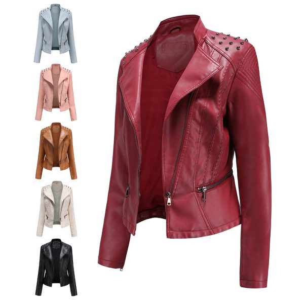 New Spring/Autumn Women's Leather Motorcycle Jacket