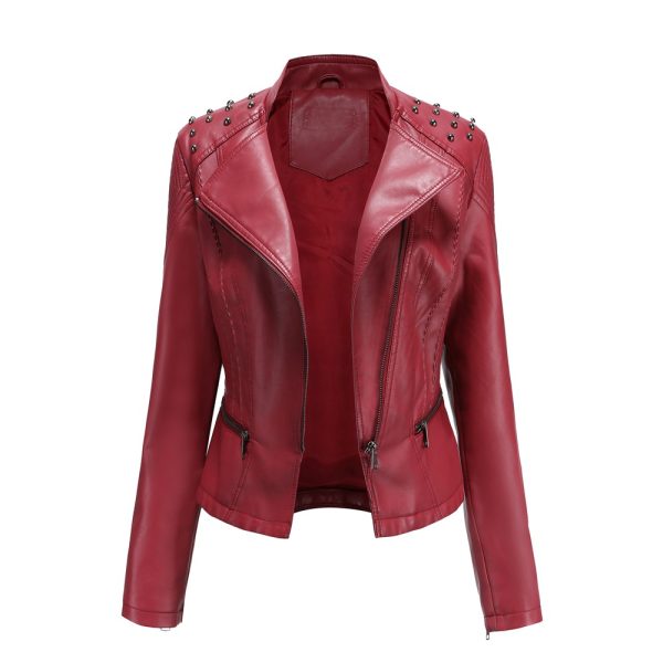 New Spring/Autumn Women's Leather Motorcycle Jacket