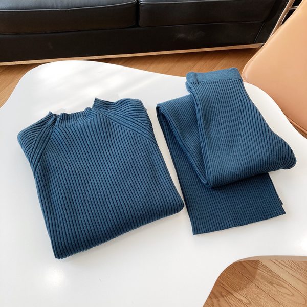 Autumn Winter Fashionable with Side Slit Sweater Two Piece Set