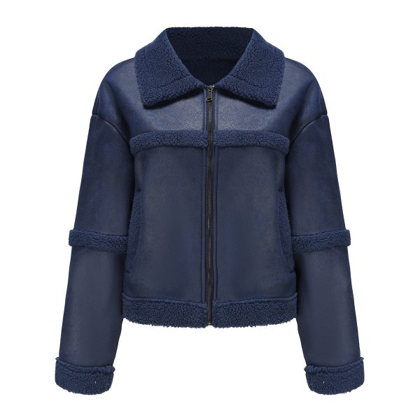 Autumn/Winter Fleece-Lined Suede Jacket for Women