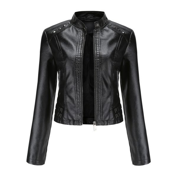 New Rivets Leather Short Jacket for Women