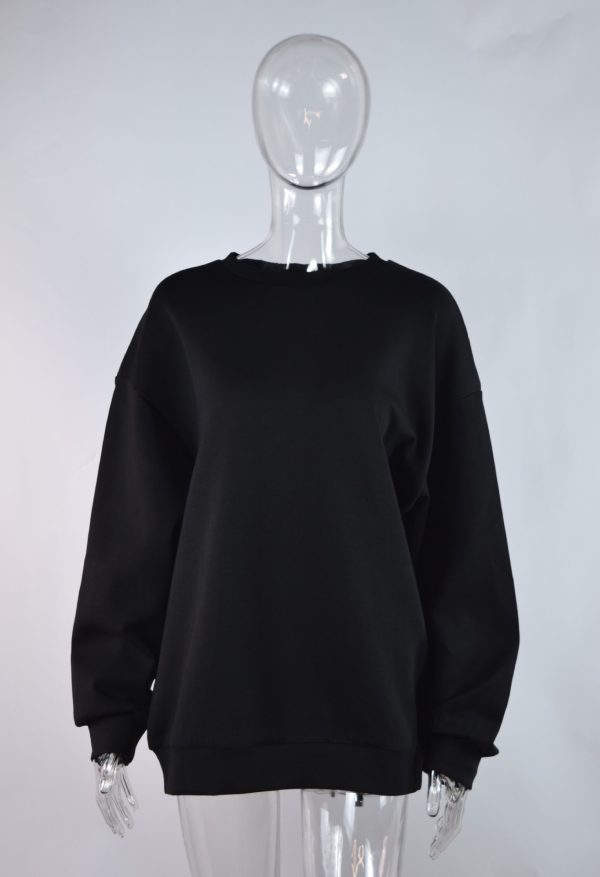 Round Neck Drop Shoulder Loose Sweatshirt for Autumn/Winter