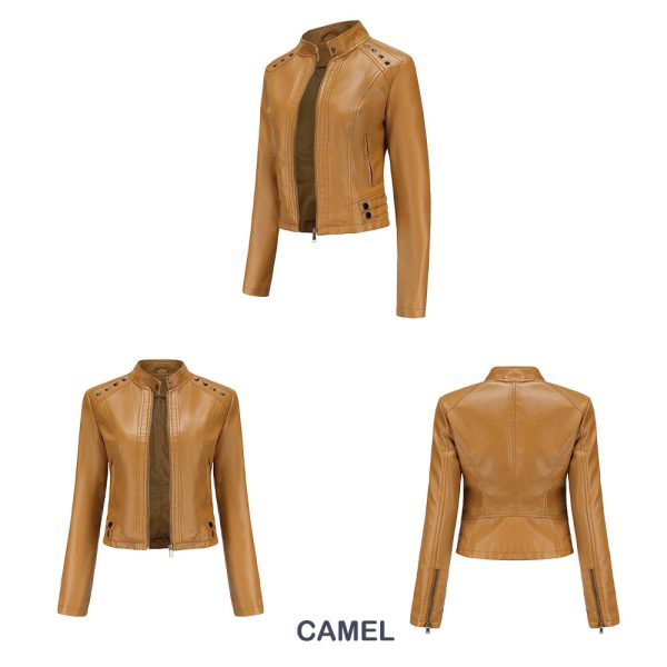 New Rivets Leather Short Jacket for Women