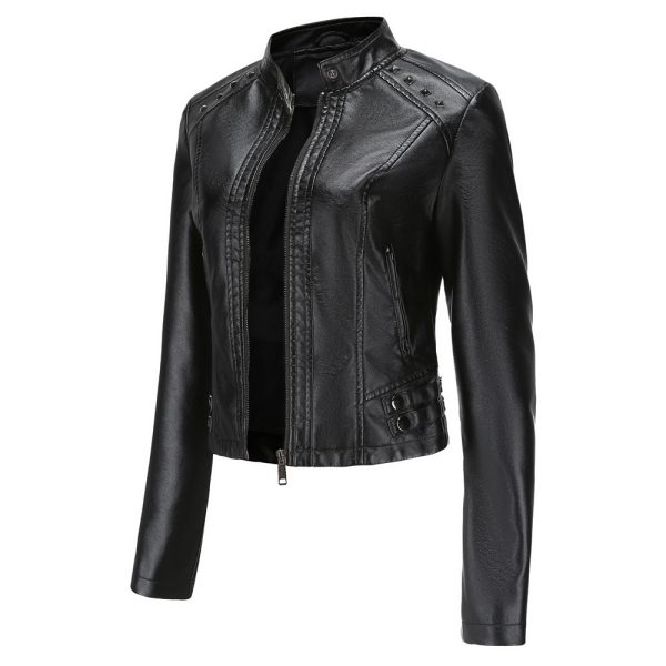 New Rivets Leather Short Jacket for Women