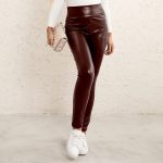 High Waist Slim Faux Leather Motorcycle Trousers