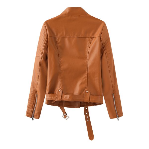 Belted Hipster Leather Jacket for Spring/Autumn