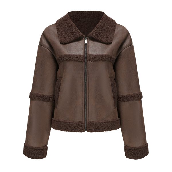 Autumn/Winter Fleece-Lined Suede Jacket for Women