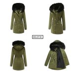 Plus Size Hooded Parka with Fur Collar and Fleece Lining for Women