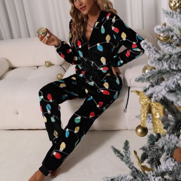 Round Neck Thermal Christmas Jumpsuit