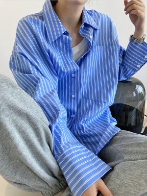 Striped Korean Loose BF Shirt