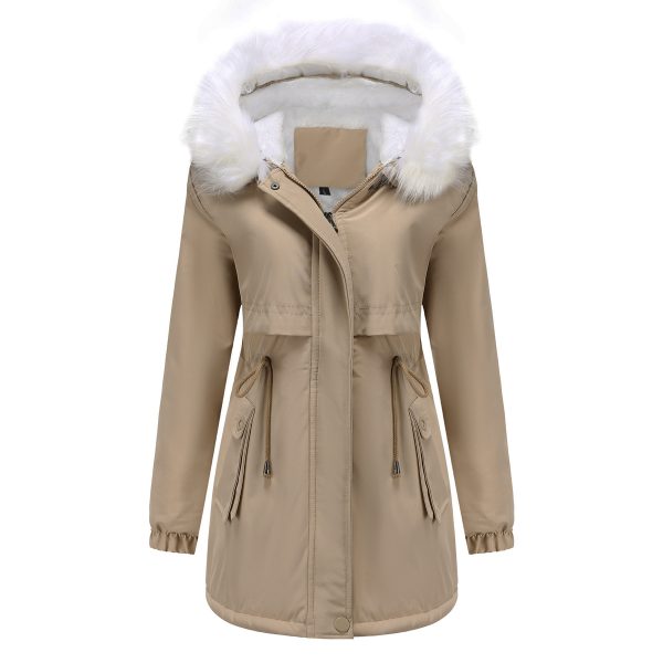 Hooded Parka with Detachable Fur Collar for Women