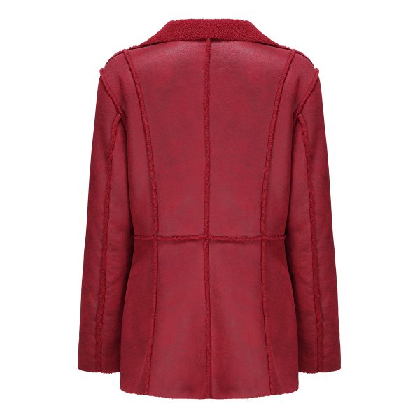 Mid-Length Faux Shearling Collared Jacket for Autumn/Winter