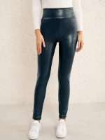 High Waist Slim Faux Leather Motorcycle Trousers
