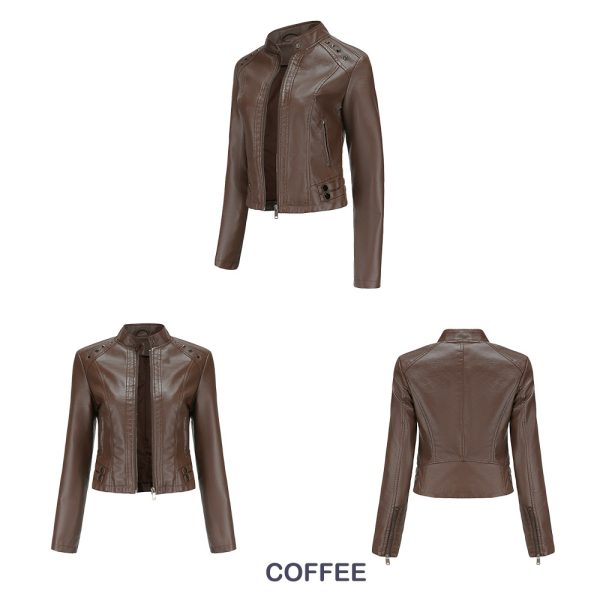 New Rivets Leather Short Jacket for Women