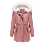 Hooded Parka with Detachable Fur Collar for Women