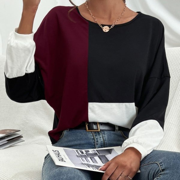 Casual Multicolor Long Sleeve T-Shirt with Round Neck