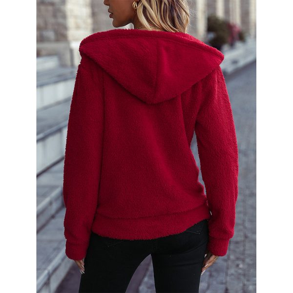 Hooded Zipper Loose Plush Christmas Jacket