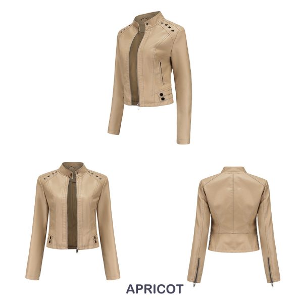 New Rivets Leather Short Jacket for Women