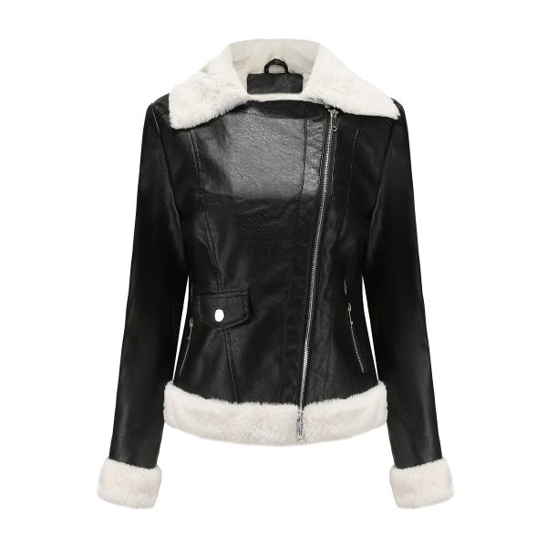 Fleece-Lined Leather Jacket for Autumn/Winter