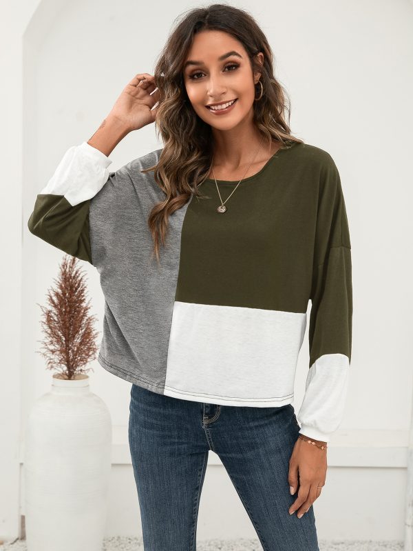 Casual Multicolor Long Sleeve T-Shirt with Round Neck