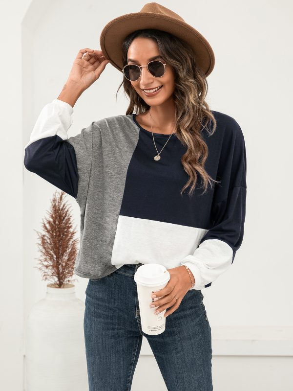 Casual Multicolor Long Sleeve T-Shirt with Round Neck