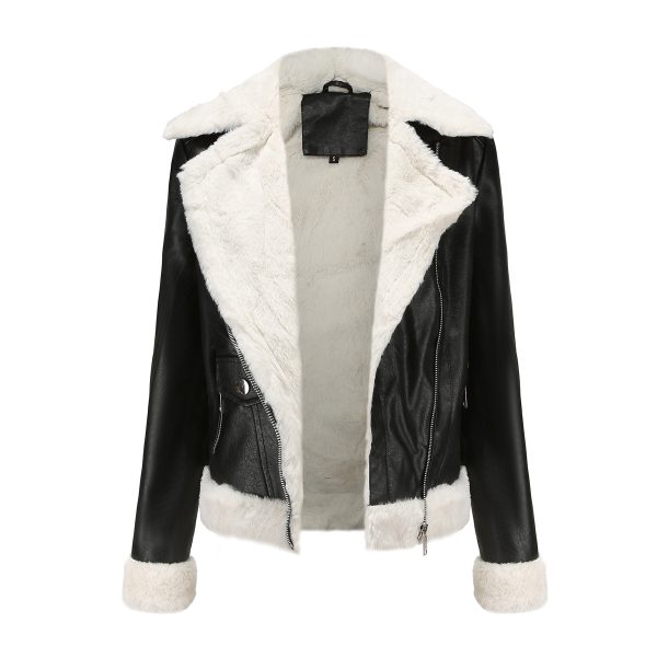 Fleece-Lined Leather Jacket for Autumn/Winter