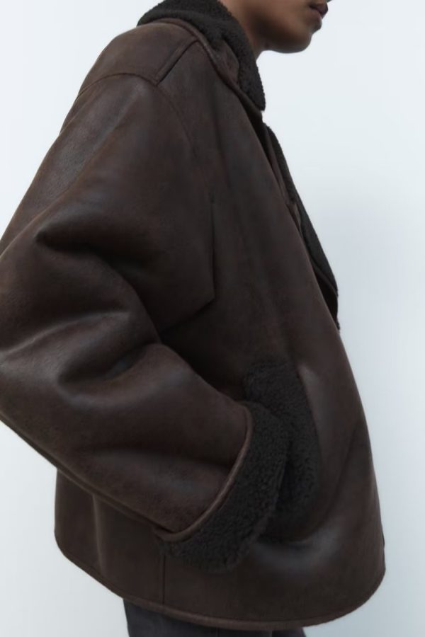 Retro Faux Shearling Jacket - Autumn Elegance