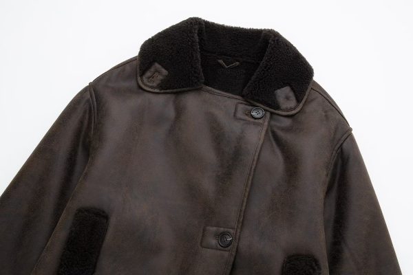 Retro Faux Shearling Jacket - Autumn Elegance