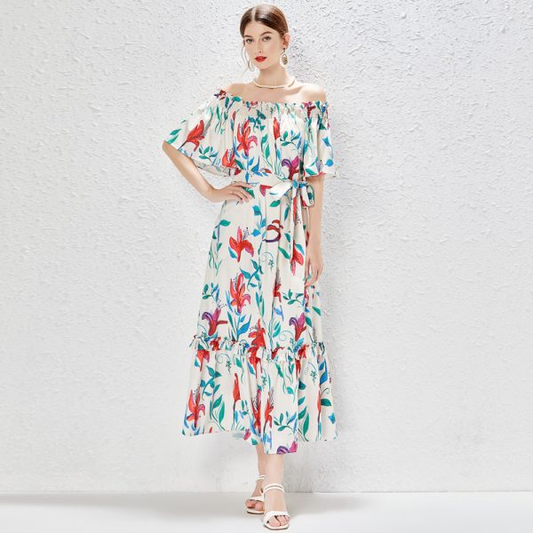 Elegant Off-Shoulder Floral Maxi Dress