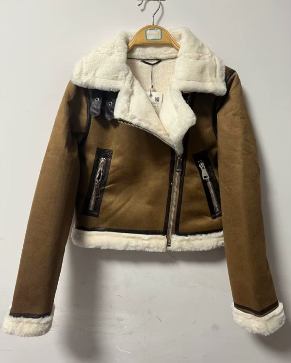 Winter Casual Washed Gradient Faux Leather Jacket