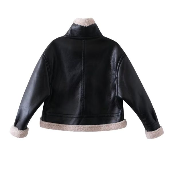 Classic Black Leather Jacket: Autumn-Winter Short Coat