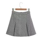 Sweet Round Neck Herringbone Short Suit High Waist Skirt