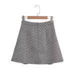 Sweet Round Neck Herringbone Short Suit High Waist Skirt