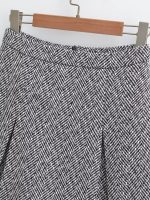 Sweet Round Neck Herringbone Short Suit High Waist Skirt