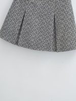 Sweet Round Neck Herringbone Short Suit High Waist Skirt