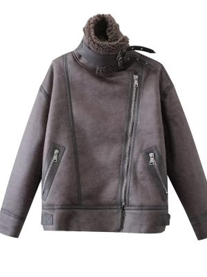 Women's Stand Collar Heavy Industry Faux Jacket