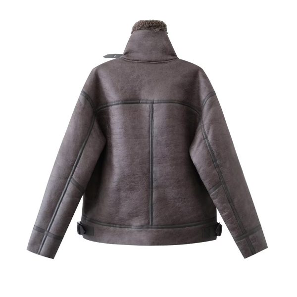 Women's Stand Collar Heavy Industry Faux Jacket