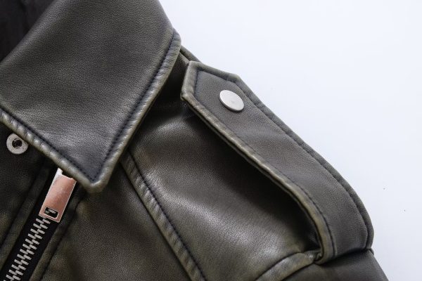 Edgy Faux Leather Jacket: Oblique Zip Polo Collar