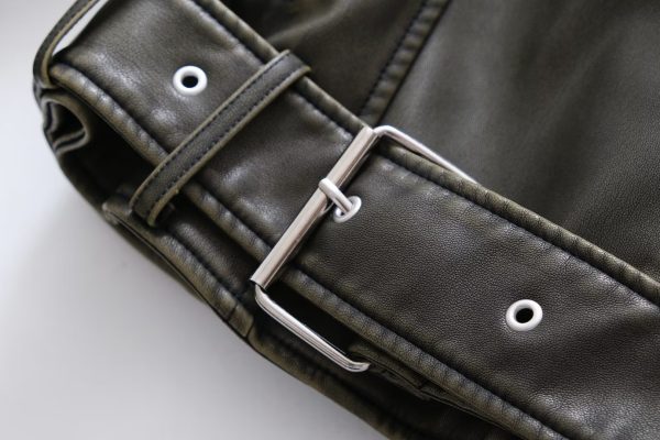 Edgy Faux Leather Jacket: Oblique Zip Polo Collar