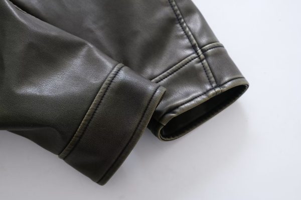 Edgy Faux Leather Jacket: Oblique Zip Polo Collar