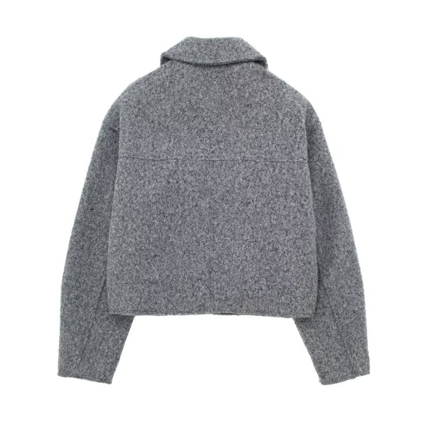 o Collar Zipper Tweed Jacket - Casual Comfort"