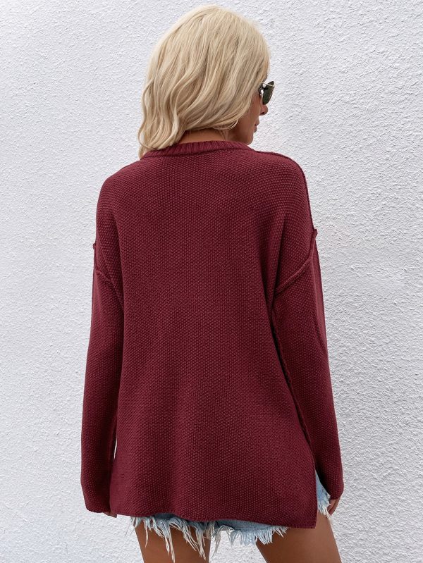 V-Neck Street Hipster Sweater | Autumn Winter Solid Color for Women